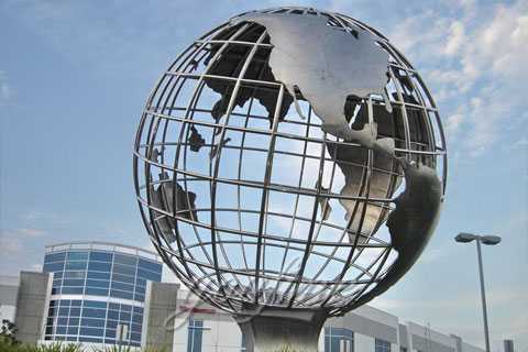 Metal Outdoor Earth Globe Sculpture in Stainless Steel for Sale