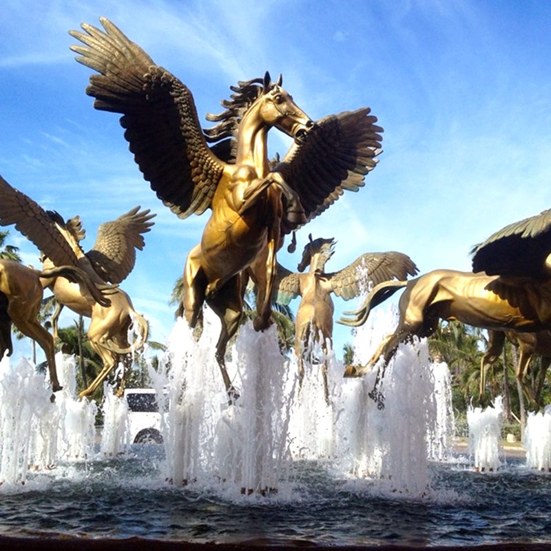 Outdoor-Flying-Horses-Fountain