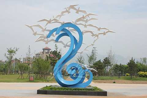 Painted Mirror 304 Stainless Steel Ocean Bird Sculpture