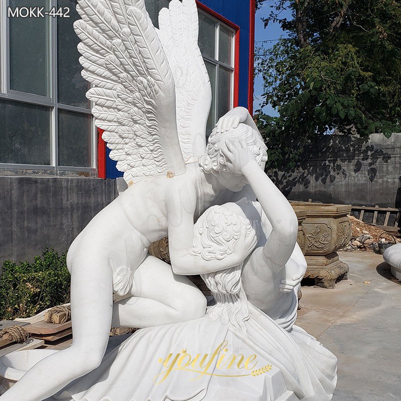 White Marble Cupid and Psyche Sculpture