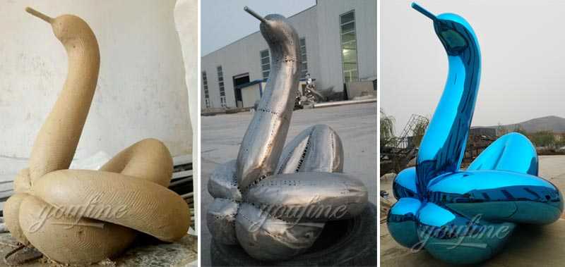 Wholesale modern stainless steel art large outdoor garden blue balloon swan replica jeff koons for sale from china professional factory directly supply