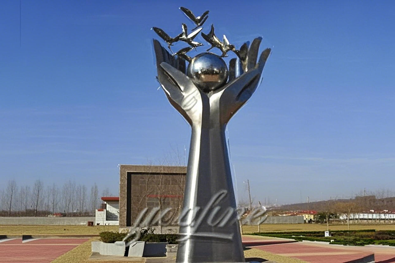 metal abstract hand sculpture