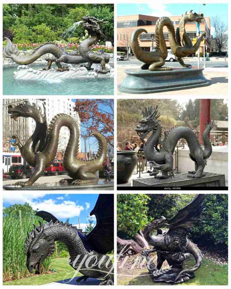 Outdoor Bronze Dragon Statues Water Garden Features for Sale BOK620