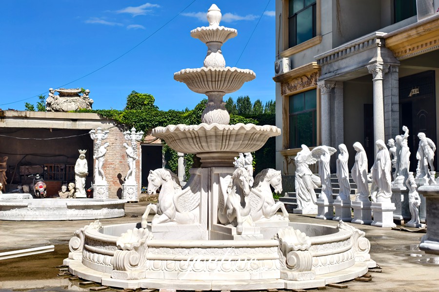water fountains with flower bowl