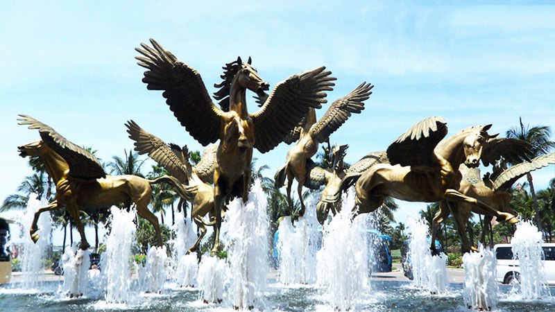 Outdoor High Quality Bronze Group Flying Horse Statues