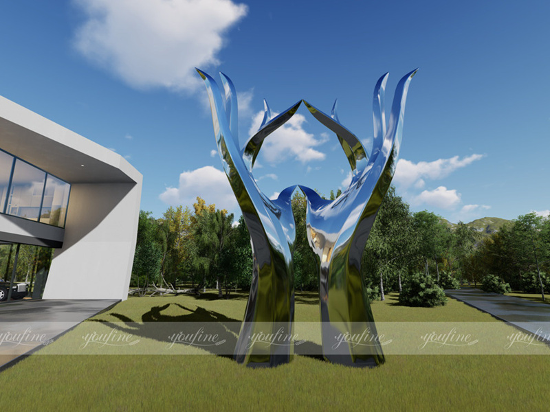 metal abstract hand sculpture