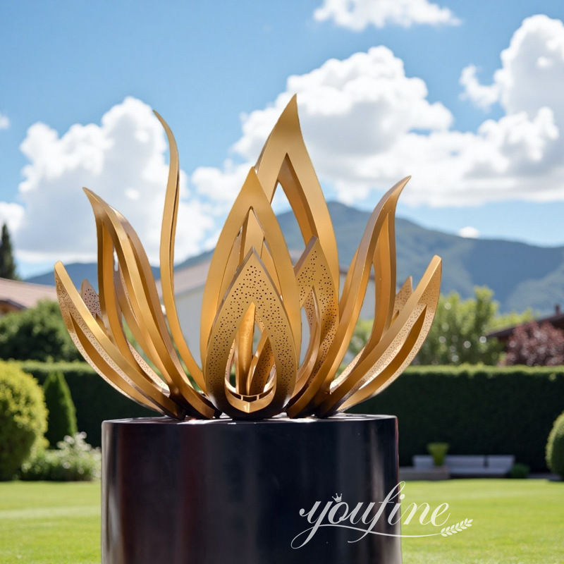 Large Golden Abstract Flower Sculpture for Sale SSP-006