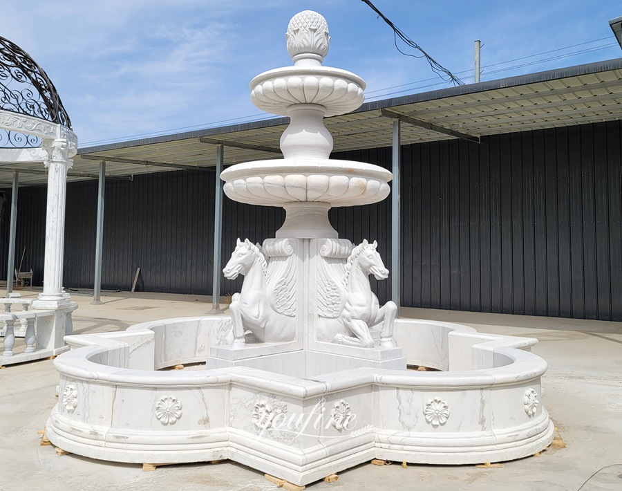 horse water fountains with round bowl