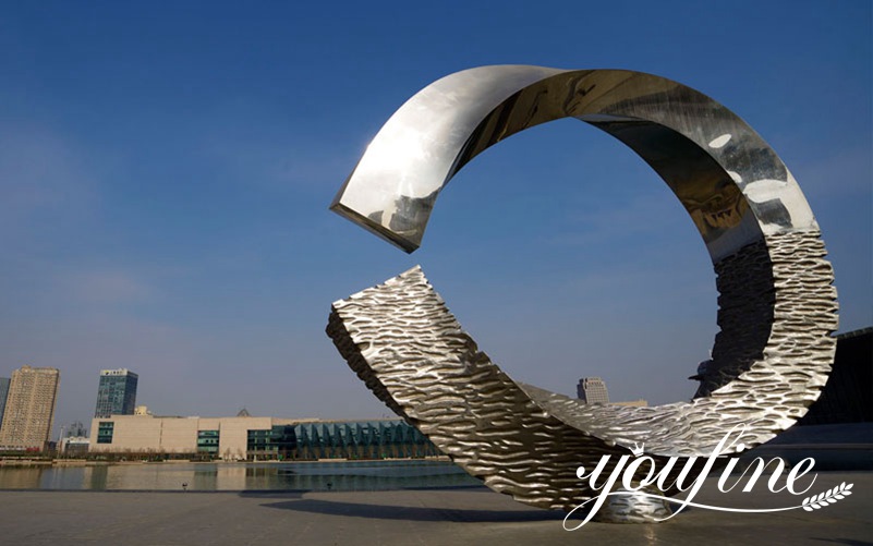 polished Stainless steel sculpture“noon at water” for decor