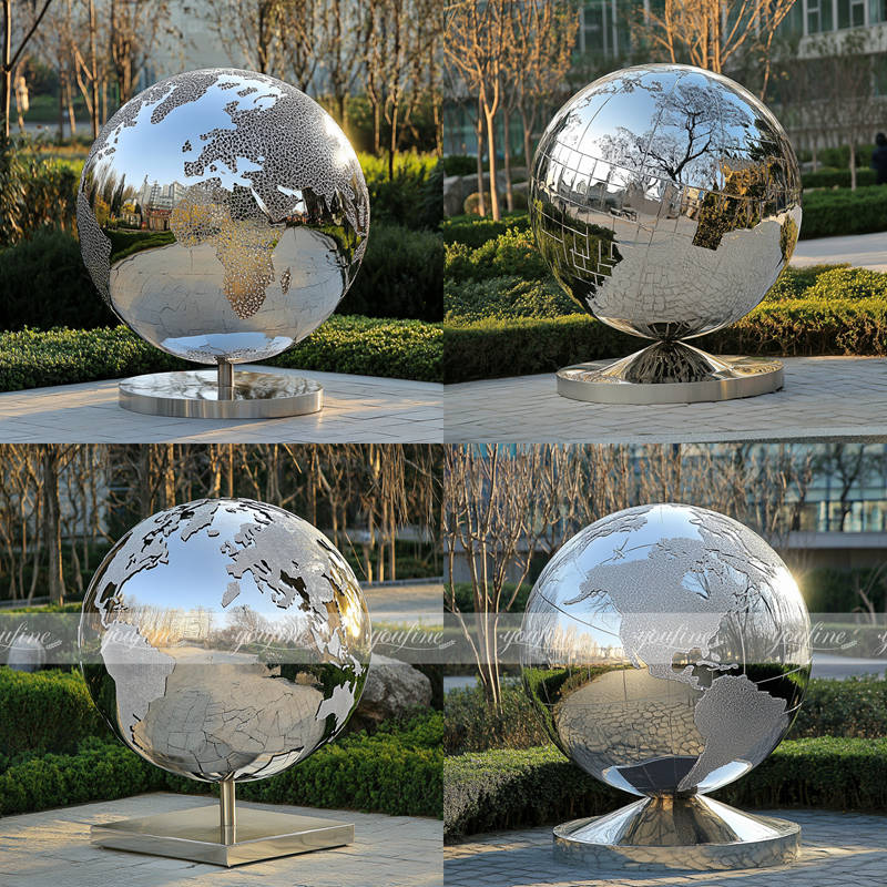 stainless steel globe sculpture for outdoor decoration