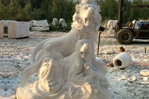 Big guardian lion statues lion family at Entrance for Indian customer–MOKK-110