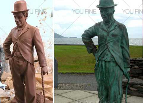 Bronze life size charlie chaplin figurines for sale