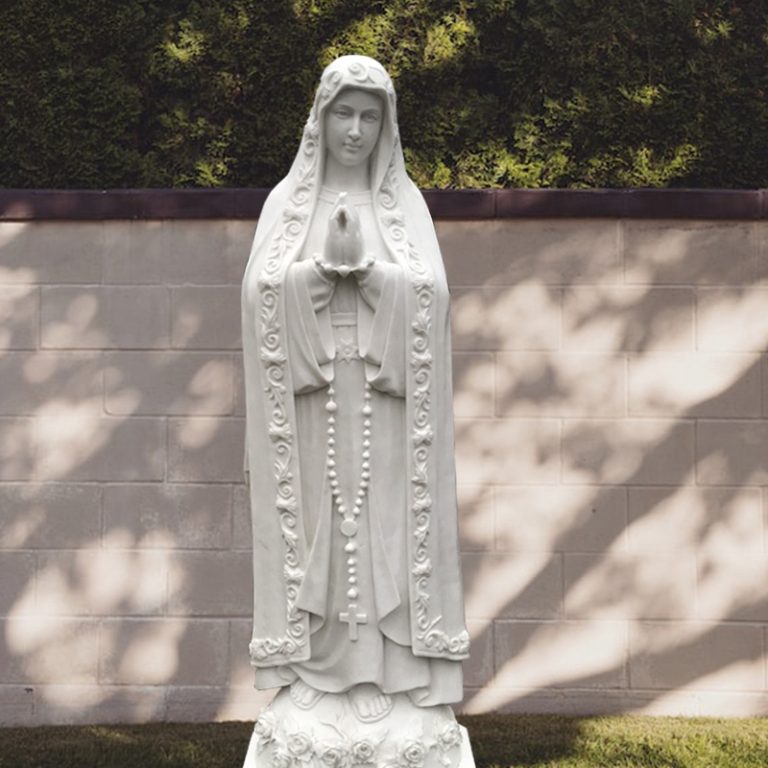 High Quality Our Lady of Fatima with Crown Marble Statue Suppliers CHS