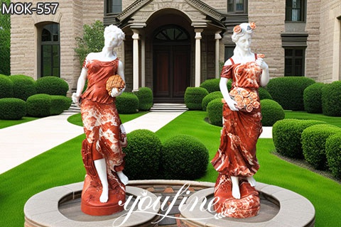 Full Size Multi Color Marble Woman Female Statues Lady Sculpture on Discount for Sale MOK-557