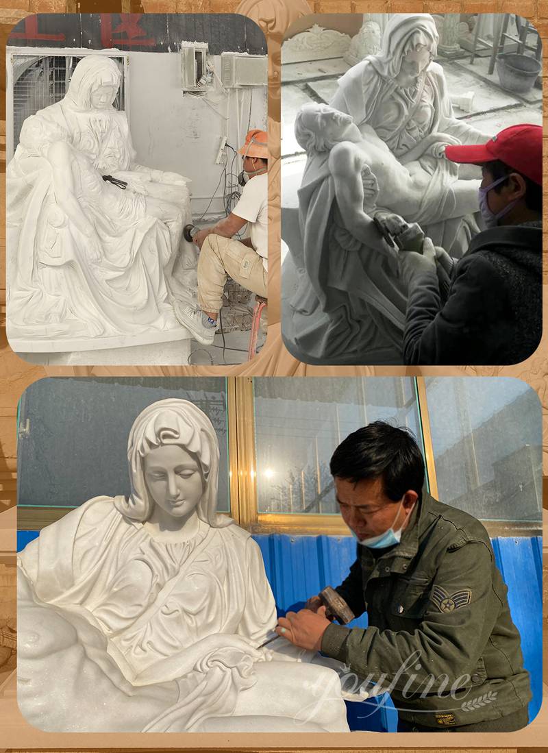 HAND CARVED Marble Michelangelo Pieta Sculptures