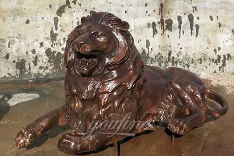 Large bronze lion statues for home decor at entrance