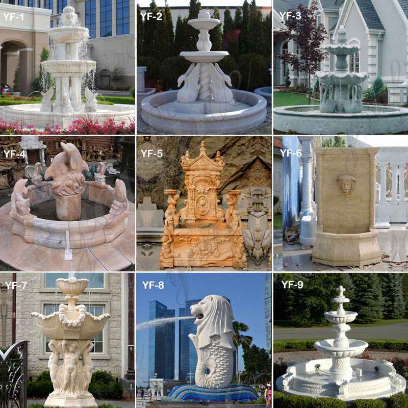 Large outdoor lion stone wall fountains