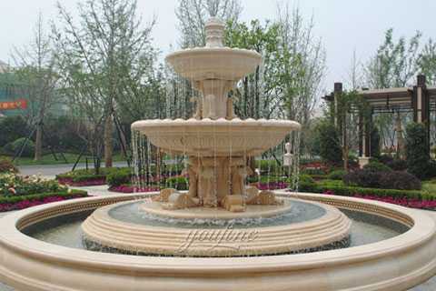 Life size outdoor beige marble tiered waterfall fountains on sale