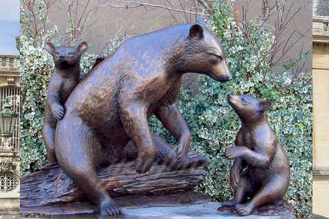 Lovely antique wildlife bronze black bear sculpture for home decor