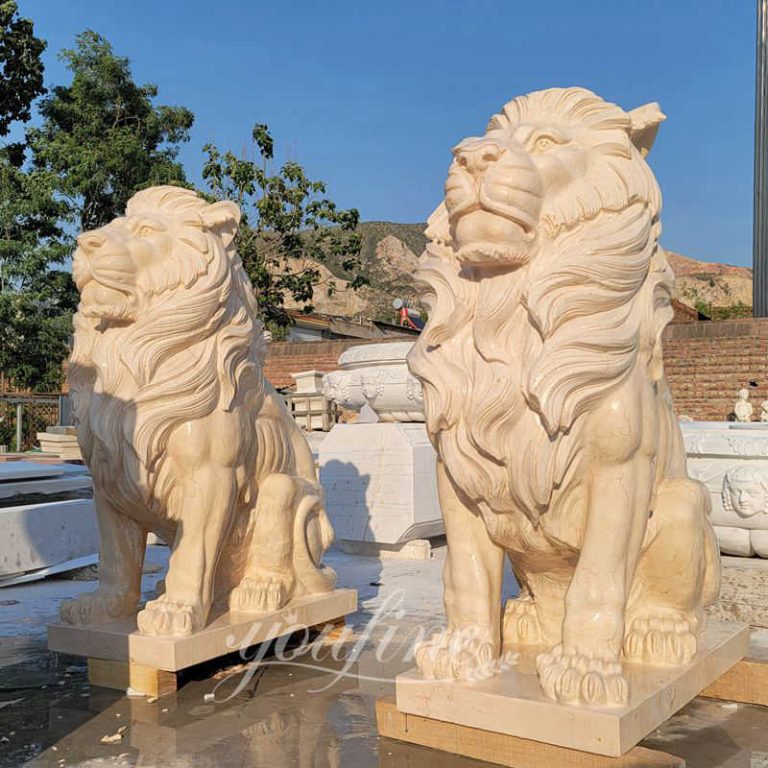 Customize Pair of Lion Statues Stone Lion Statues for Driveway