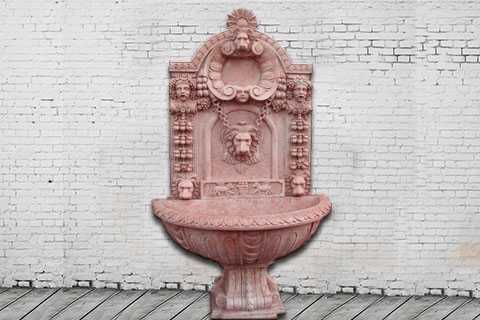 Marble lion design garden wall fountains with basin for home decor MOK-133