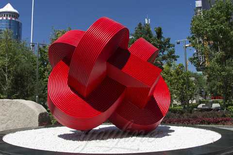 Stainless steel red modern abstract sculpture for decoration on sale