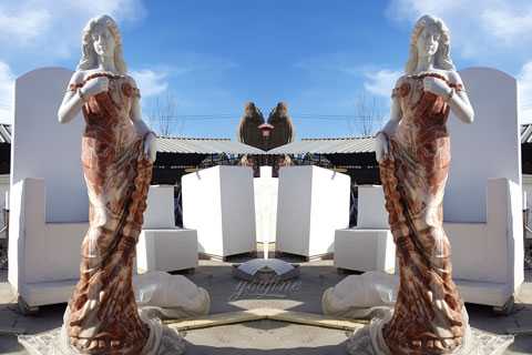 Outdoor life size marble stone beautiful standing woman sculptures in stock