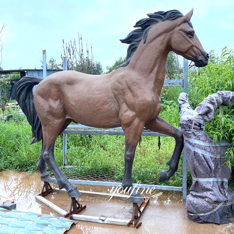 Outdoor Antique Bronze Sculpture of Beautiful Standing Horse for Sale
