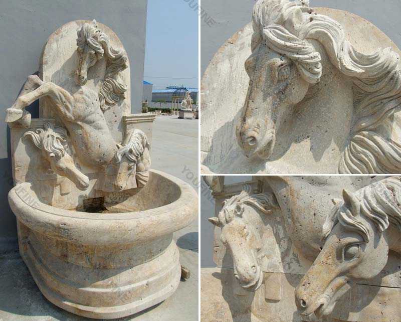 antique marble wall fountain with horse head design for sale