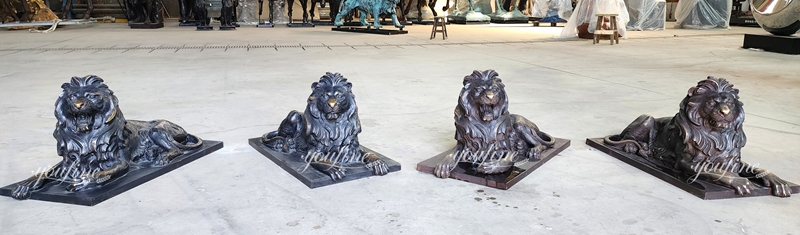 bronze lion statue for home entrance