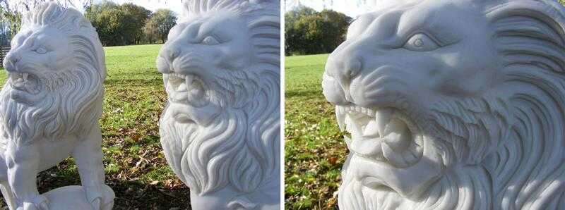 life size white marble lion statue for sale