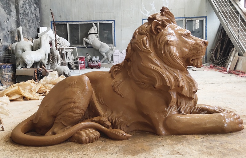 Crouching lion statue clay model
