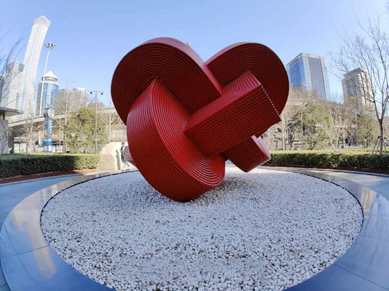 modern abstract metal sculpture for outdoor square decor