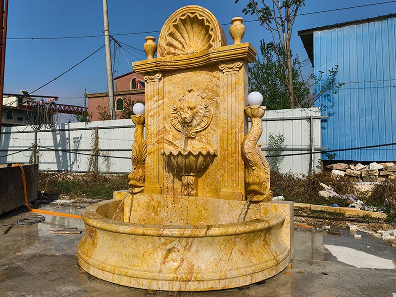 side view of wall fountain design for home