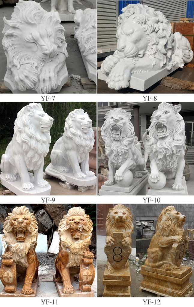 Customize Pair of Lion Statues Stone Lion Statues for Driveway Decoration MOKK185 YouFine