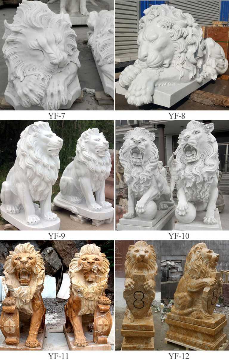 Customize Pair of Lion Statues Stone Lion Statues for Driveway
