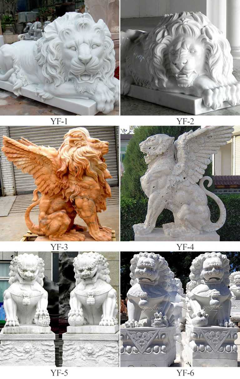 Customize Pair of Lion Statues Stone Lion Statues for Driveway