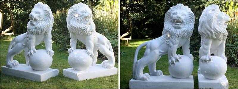 white marble lion statues for front porch