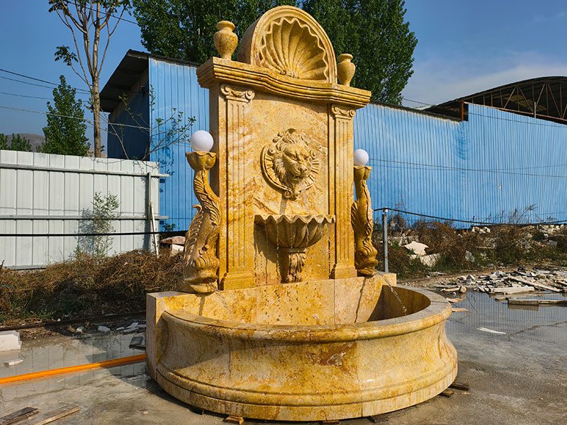 yellow wall fountain design for home