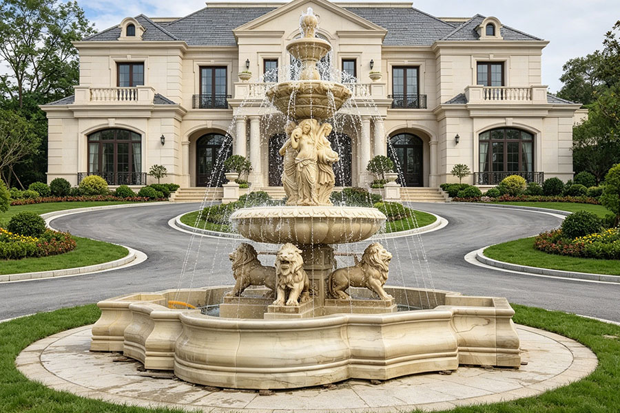 yellow waterfall statue