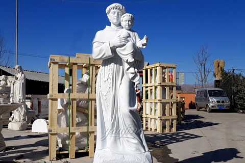 Outdoor 72 inches statue of Saint Anthony in marble stone for Church decor