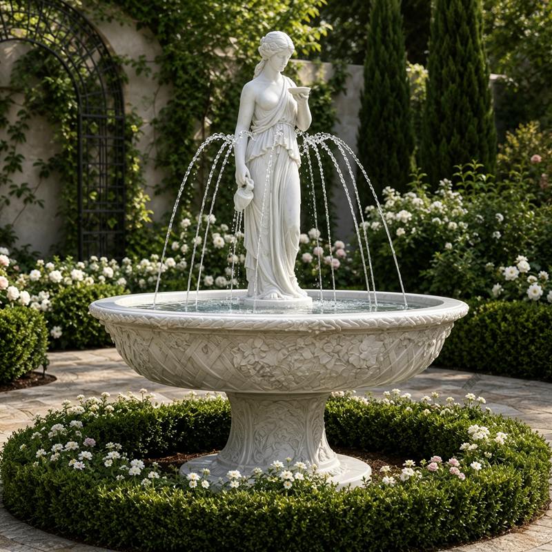 white fountain statue