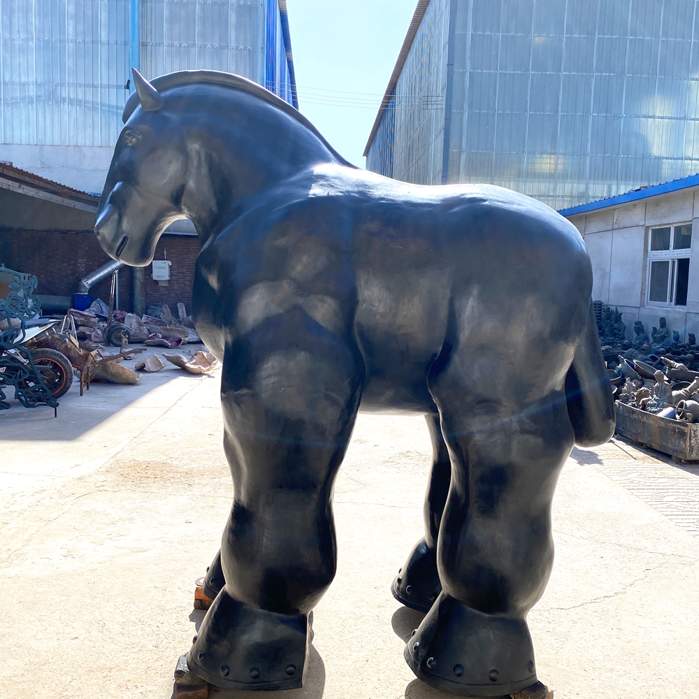 2.2m Large Outdoor Black Bronze Botero Horse Garden Sculpture