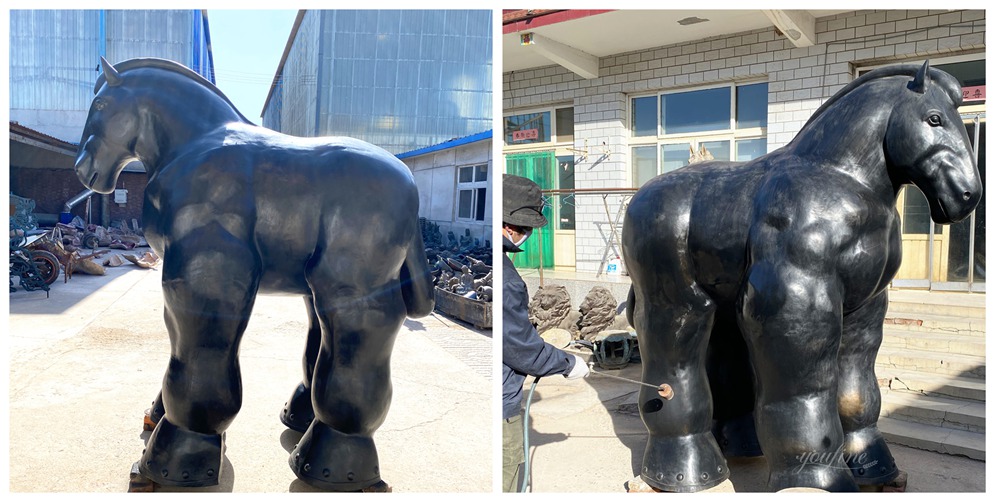 2.2m Outdoor Black Bronze Botero Horse Garden Sculpture