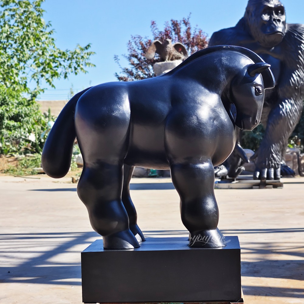 71cm Black Bronze Botero Horse Statue for Indoor Desktop Decor