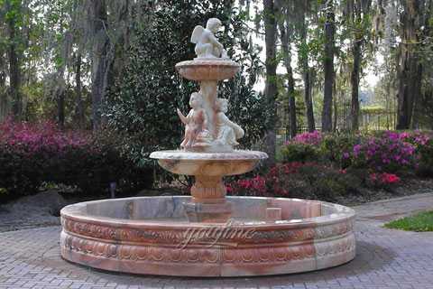 Backyard sunset marble stone outdoor water 3 tiered fountain with angel statue for sale