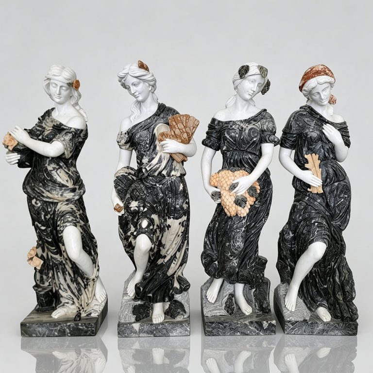 Black and White Marble Four Seasons Goddess Statues