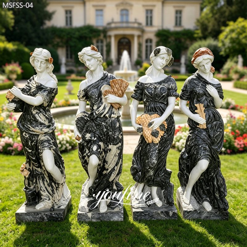 Estatuas de mármol blanco y negro de las Cuatro Estaciones