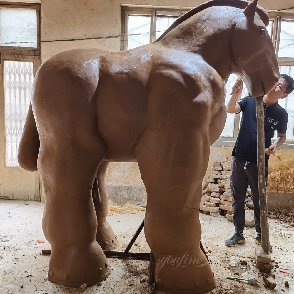 Giant Life-Size Clay model of Botero Horse Hand Sculpted by Artist