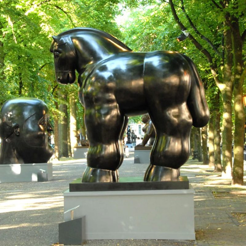 Life-Size Classic Fernando Botero Fat Horse Bronze Sculpture Public Art